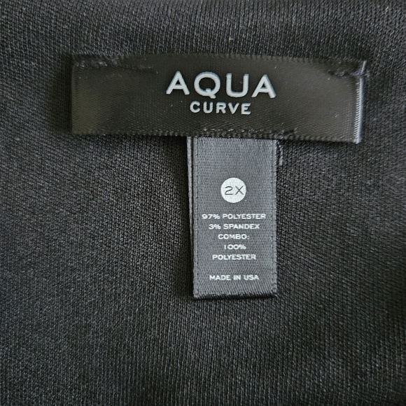 Aqua Curve Dress 2X Floral Smoked Waist LS Midi Ruffle Hem Lined V Neck USA Made - Picture 9 of 16